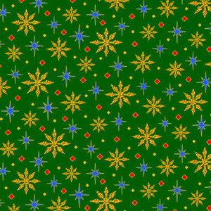 The Nativity Green Stars Cotton Fabric