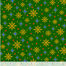 The Nativity Green Stars Cotton Fabric