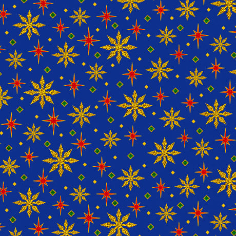 The Nativity Royal Blue Stars Cotton Fabric