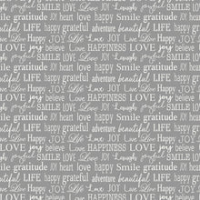 Words To Live By Grey Inspirational Words Cotton Fabric