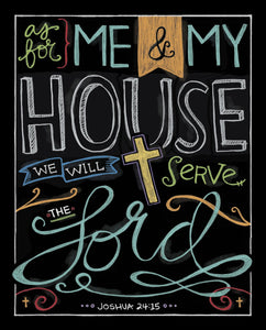 As for Me and My House Joshua 24:15 Large Cotton Fabric Panel