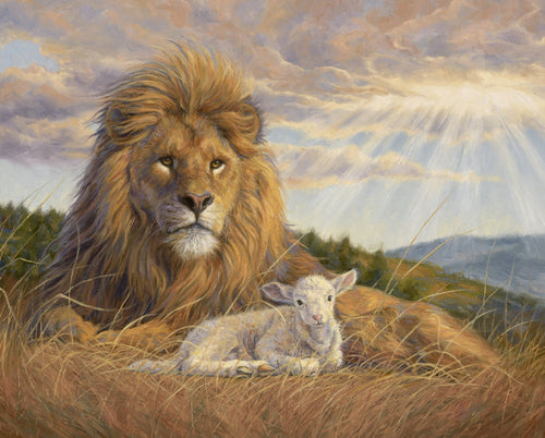 Dawning of a New Day: The Lion and The Lamb Large Cotton Fabric Panel