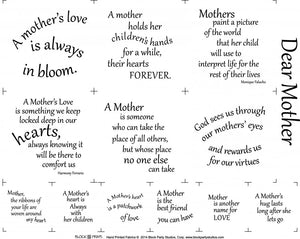 Dear Mother Charm Squares Fabric Panel