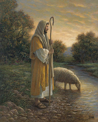 Jesus Good Shepherd Large Cotton Fabric Panel