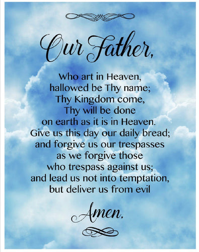 Lord's Prayer Our Father Sky Cotton Fabric Panel