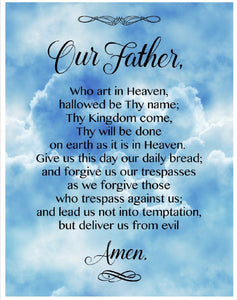 Lord's Prayer Our Father Sky Cotton Fabric Panel