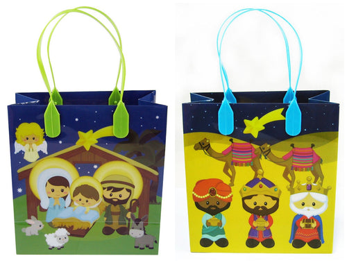 Christmas Nativity Sturdy Plastic Gift Bag Set