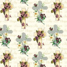 Faith Floral Crosses Cotton Fabric