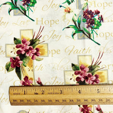 Faith Floral Crosses Cotton Fabric