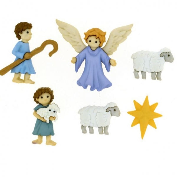 Good Shepherd Sheep and Christmas Angel Button Set