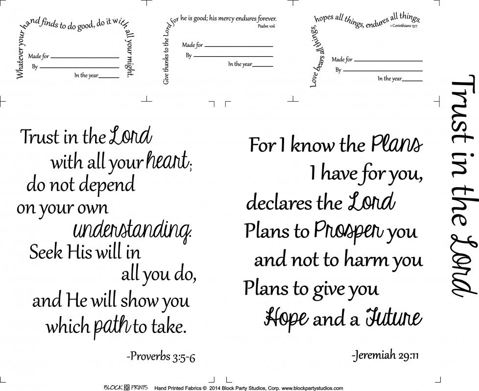 Trust In The Lord Scripture Verse Fabric Panel