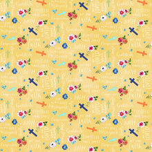 Faith Words Yellow Cotton Fabric